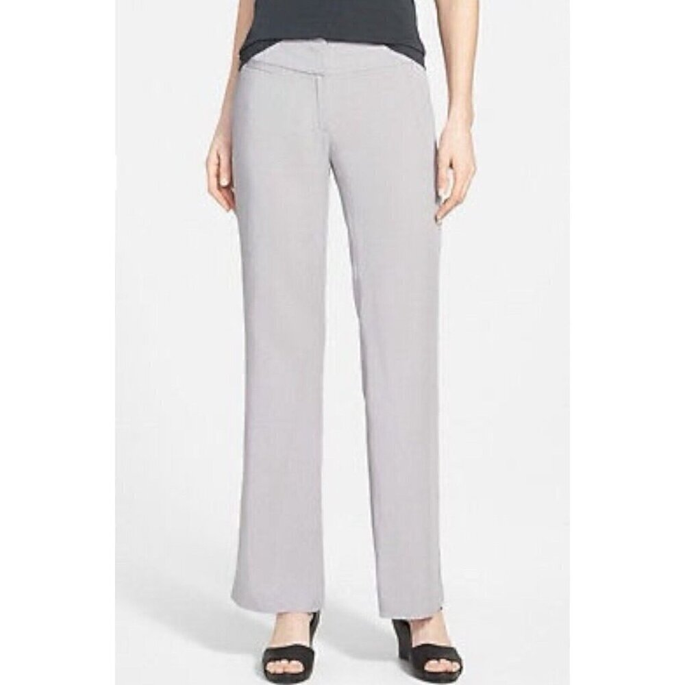 Eileen Fisher Womens Trouser Sz 8 Gray Tencel Straight Wide Leg Minimalist Pant